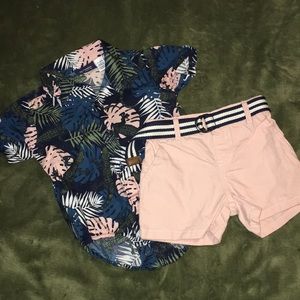 Baby collar shirt and short set